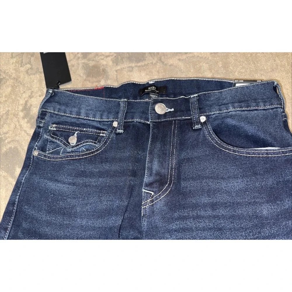 True Religion Ricky Big T Snap Flap Relaxed Straight Sz 31 X 34 Mens Dark Wash